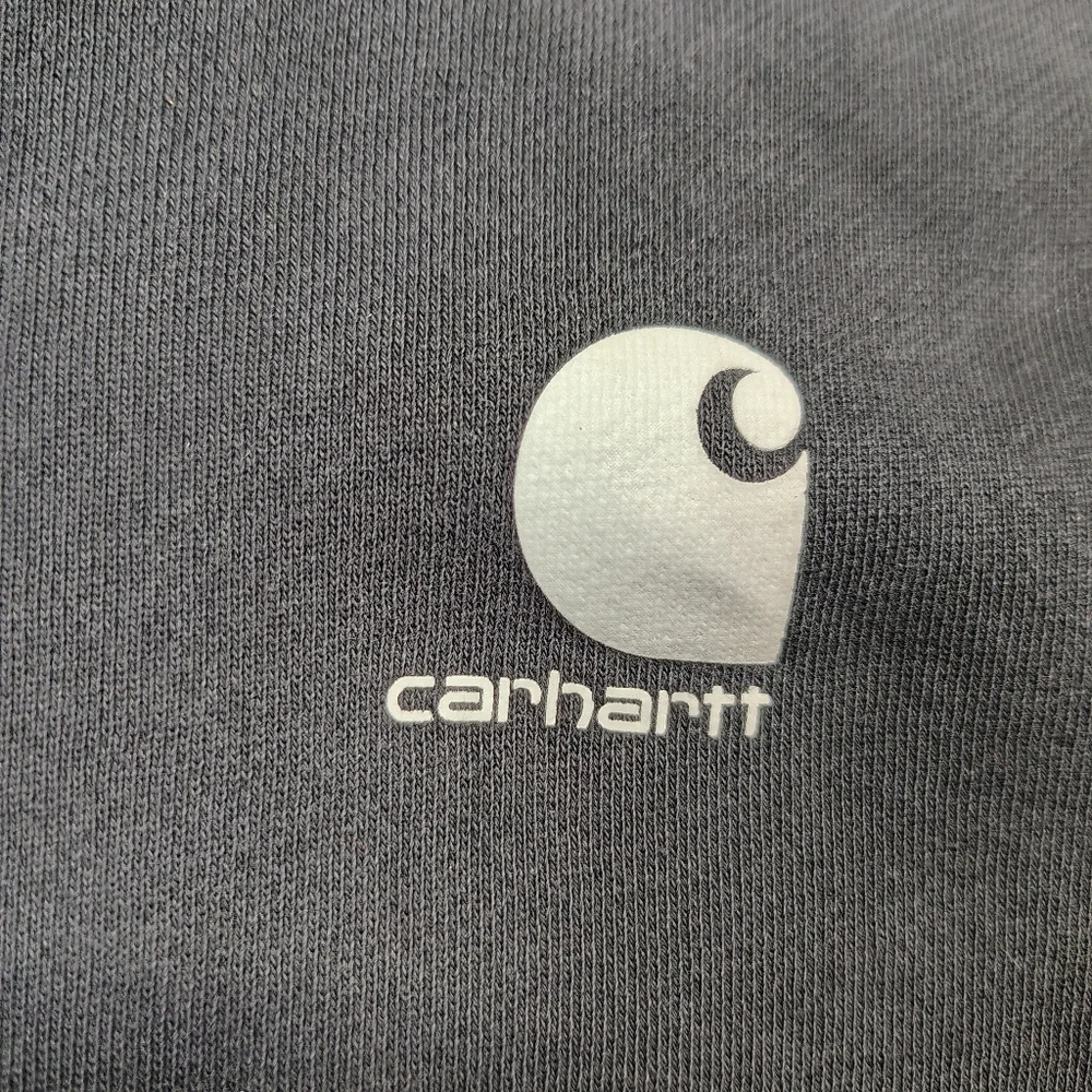 Carhartt Boys Hoodie Size 7 Black White Graphic Logo Pullover Spellout Sleeve - Picture 3 of 9